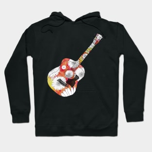 Acoustic guitar psychedelic daisies Hoodie